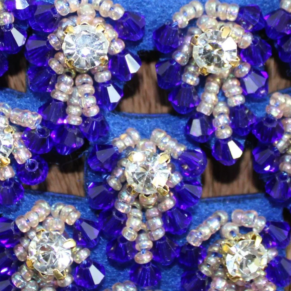 Carolee Royal Blue Simulated Diamond Bead & Crystal Bib Statement Necklace - Picture 5 of 7